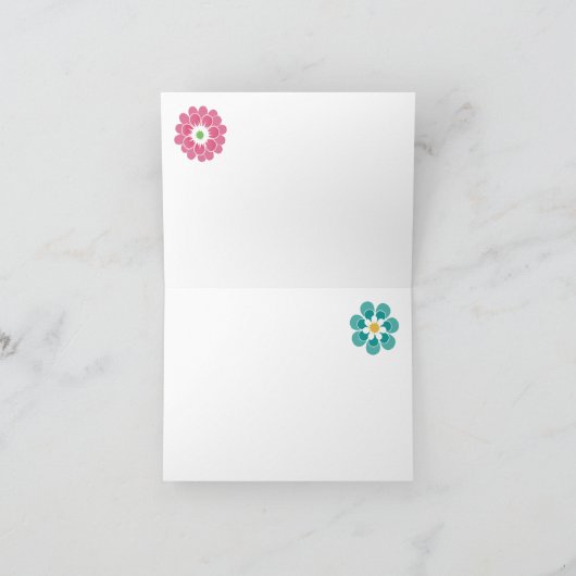 Bunte Blume Russischer Geburtstag Karte (Innenseite)