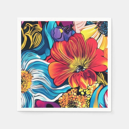 Bunte Blume Serviette (Vorderseite)