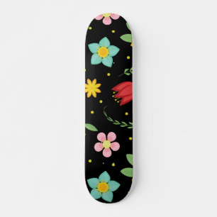 Bunte Blumen Aquarell Süß Skateboard