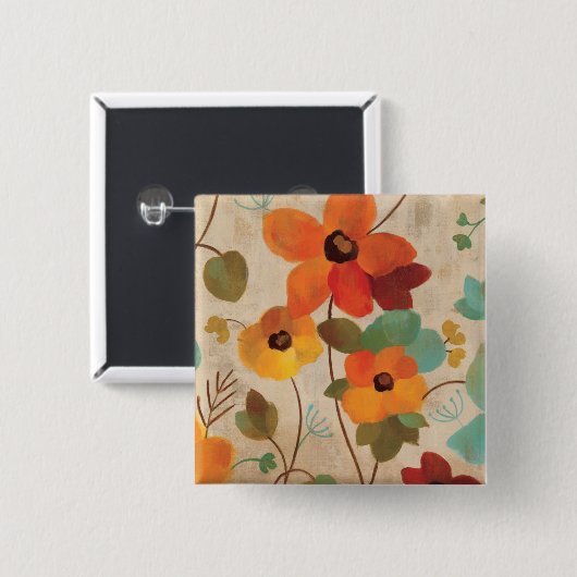 Bunte Blumen auf einem weg weißen Hintergrund Button (Vorne & Hinten)