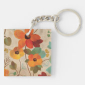 Bunte Blumen auf einem weg weißen Hintergrund Schlüsselanhänger (Rückseite)