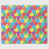 Bunte Blumen auf hellblauem Verpackungs-Papier Geschenkpapier (Flach)