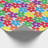 Bunte Blumen auf hellblauem Verpackungs-Papier Geschenkpapier (Ecke)