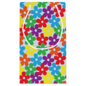 Bunte Blumen auf hellblauer kleiner Kleine Geschenktüte (Rückseite)