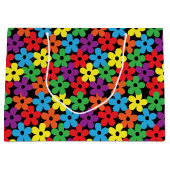 Bunte Blumen auf schwarzer großer Geschenk-Tasche Große Geschenktüte (Vorderseite)