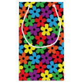 Bunte Blumen auf schwarzer kleiner Geschenk-Tasche Kleine Geschenktüte (Rückseite)