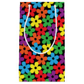 Bunte Blumen auf schwarzer kleiner Geschenk-Tasche Kleine Geschenktüte (Vorderseite)