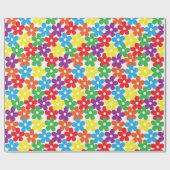 Bunte Blumen auf weißem Verpackungs-Papier Geschenkpapier (Flach)