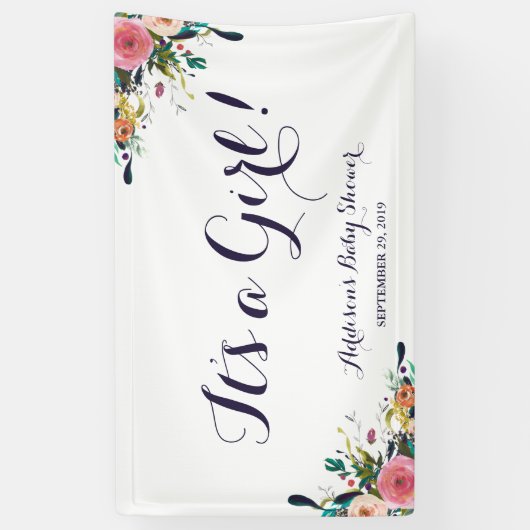 Bunte Blumen-Baby-Duschen-Fahne groß Banner (Vertikal)
