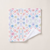 Bunte Blumen-Badetuch Badhandtuch Set (Waschlappen)