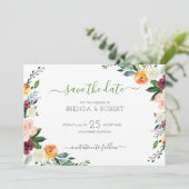 Bunte Blumen begrenzen Save The Date (Stehend Vorderseite)