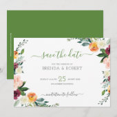 Bunte Blumen begrenzen Save The Date (Vorne/Hinten)