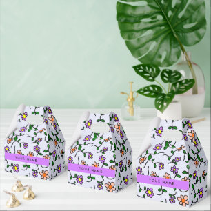 Bunte Blumen, blauer Hintergrund, Violett Geschenkschachtel