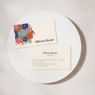 Bunte Blumen Boho Helle Retro-Blumenkunst Visitenkarte