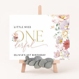 Bunte Blumen, Boho, Willkommen zum ersten Geburtst Poster