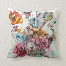 Bunte Blumen, die auf einem Throwkissen malen Kissen