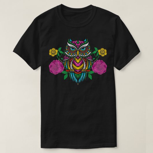 Bunte Blumen-Eulen-Illustration Pullover (Design vorne)