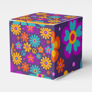 Bunte Blumen Frieden Liebe Groovy Retro Hippie Geschenkschachtel