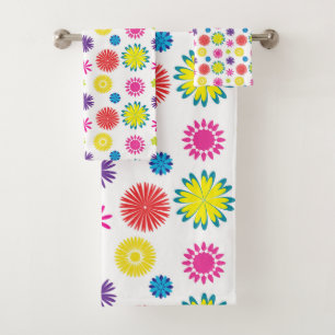 Bunte Blumen Fröhliches Gartensfest Badhandtuch Set