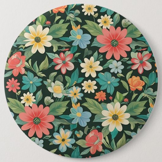 Bunte Blumen/Frühling Button (Vorderseite)