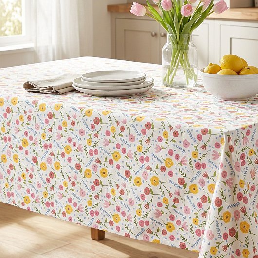 Bunte Blumen- Frühling- Gartentischdecke Tischdecke