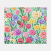 Bunte Blumen-/Frühlingsrose Fleecedecke (Vorderseite (Horizontal))