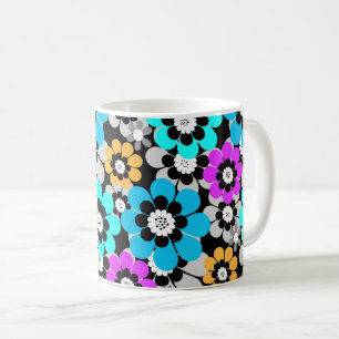 Bunte Blumen Gänseblümchen Blau Türkis Lila Kaffeetasse