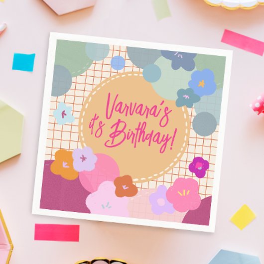 Bunte Blumen Geburtstag Dopamin Papier Serviette