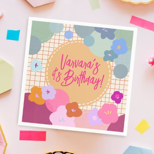 Bunte Blumen Geburtstag Dopamin Papier Serviette