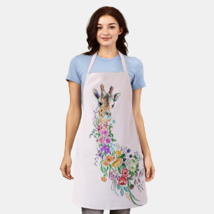 Bunte Blumen Giraffe Schürze