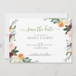 Bunte Blumen grenzen Save The Date