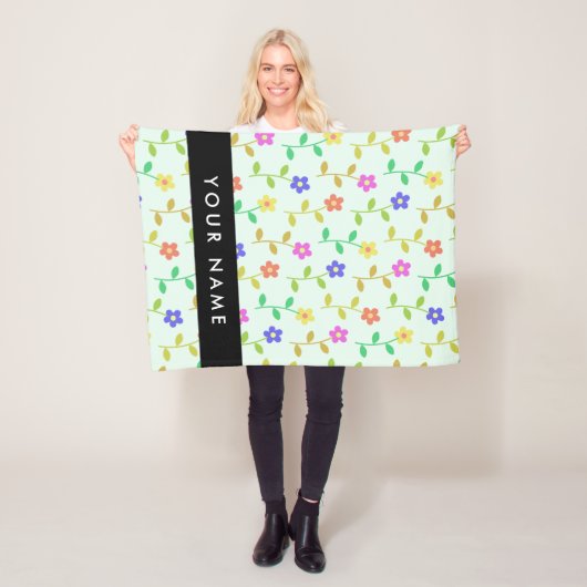 Bunte Blumen, Hellgrüner Hintergrund, Schwarz Fleecedecke (Beispiel)