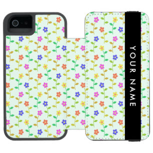 Bunte Blumen, Hellgrüner Hintergrund, Schwarz Incipio Watson™ iPhone 5 Geldbörsen Hülle