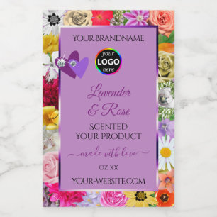 Bunte Blumen Hellviolette Produktetiketten Logo Lebensmitteletikett