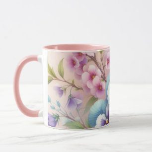 Bunte Blumen in sanften Pastellfarben Aquarell Tasse
