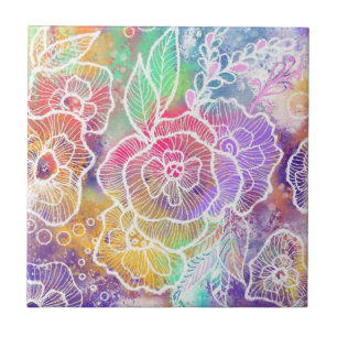 Bunte Blumen Keramikfliese