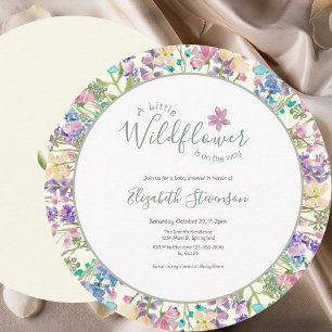Bunte Blumen Kleine Wildblume Baby Shower Einladung
