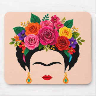 Bunte Blumen-Kronen-Mauspad Frida Inspiriert Mousepad