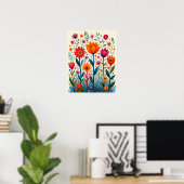 Bunte Blumen Kunst Illustration, Poster (Heimbüro)