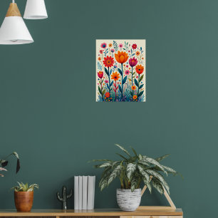 Bunte Blumen Kunst Illustration, Poster