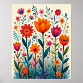 Bunte Blumen Kunst Illustration, Poster (Vorne)
