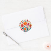 Bunte Blumen-Kunst-Illustration, Runder Aufkleber (Umschlag)