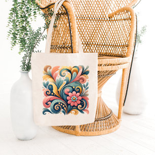 Bunte Blumen Kunst Tragetasche