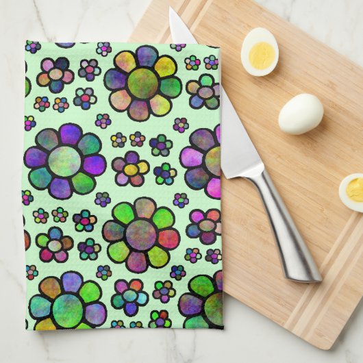 Bunte Blumen-Muster-gefärbte Krawatte Handtuch (Viertel Falte)