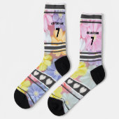 Bunte Blumen - Name Nummer Socken (Linkes Detail)