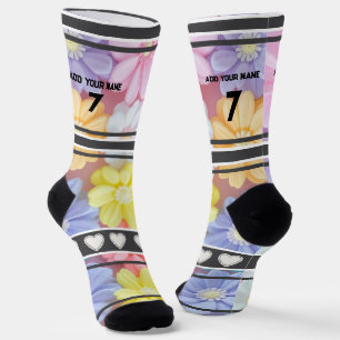 Bunte Blumen - Name Nummer Socken