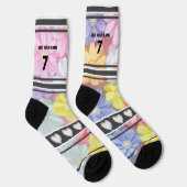 Bunte Blumen - Name Nummer Socken (Rechts)