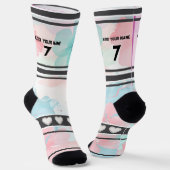 Bunte Blumen - Name Nummer Socken (Gewinkelt)
