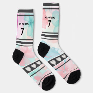 Bunte Blumen - Name Nummer Socken
