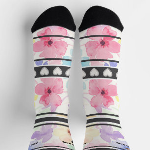 Bunte Blumen - Name Nummer Socken